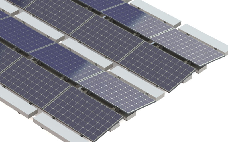 Railless ballasted roof mounting system Railless ballasted roof mounting system